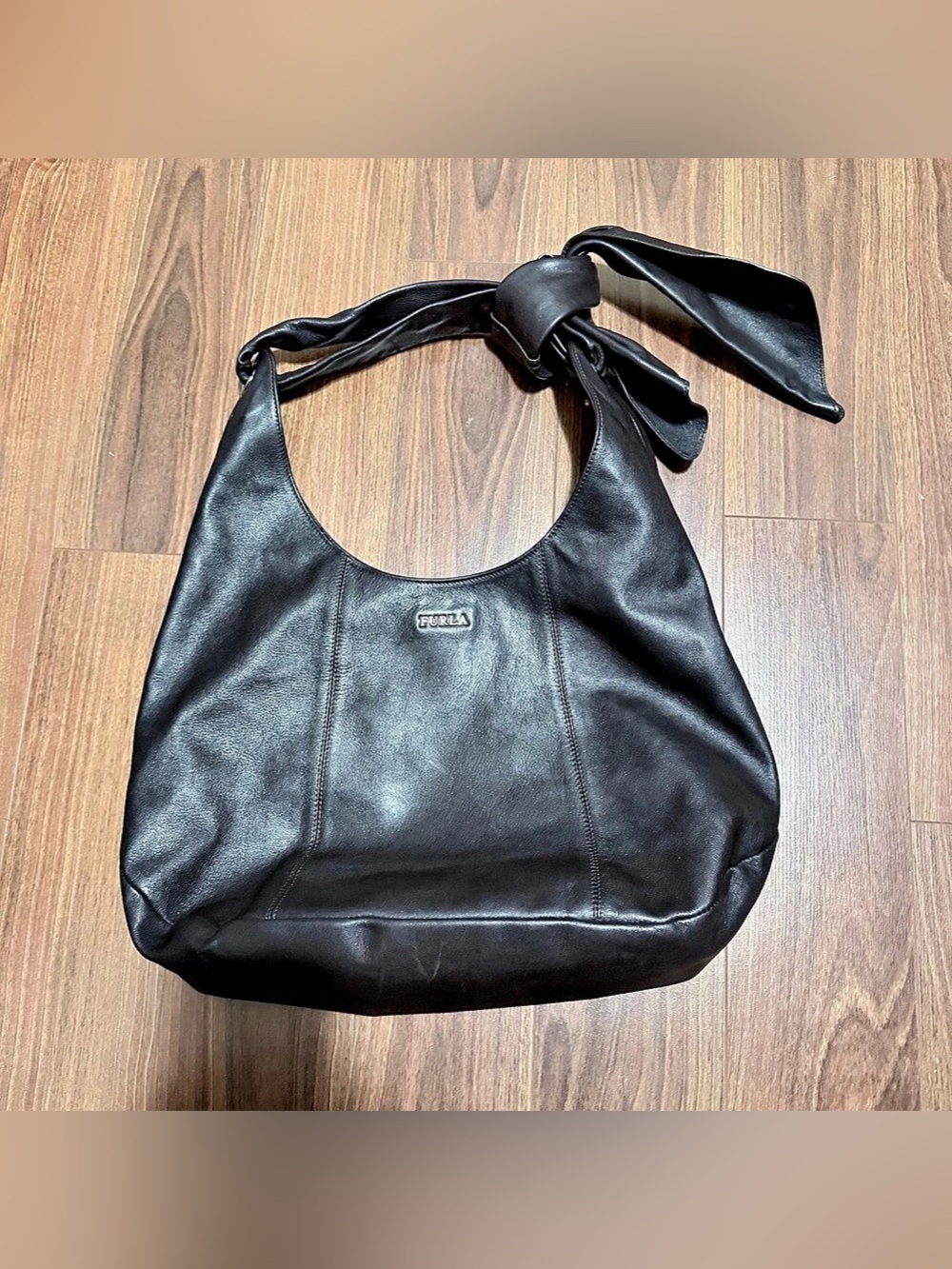 Furla Black Leather Hobo Bag